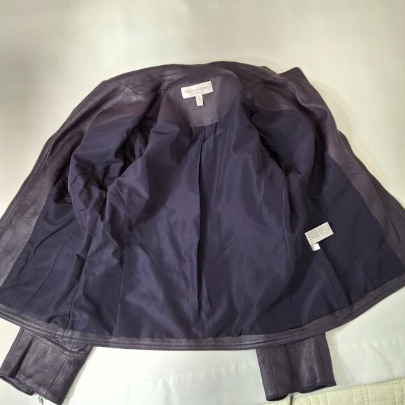 Womens Steampunk Goth Purple Petite Sz 8 Short Crinkle Leatherette Zipped Jacket - Picture 7 of 13